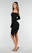 Zwarte Korte Off Shoulder Bodycon Jurk met Stretch