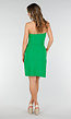 Groene Strapless Midi Jurk met Split en Stretch