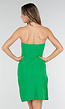 Groene Strapless Midi Jurk met Split en Stretch