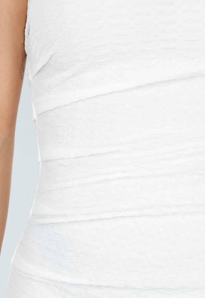 Witte One Shoulder Korte Jurk met Stretch