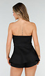 Zwarte Strapless Peplum Playsuit