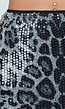 Grijze Panterprint Rok met Pailletten en Stretch