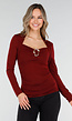 Bordeauxrode Top met Lange Mouwen en Gouden Ringdetail