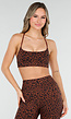 Bruine Sporttop met Leopardprint en Pads