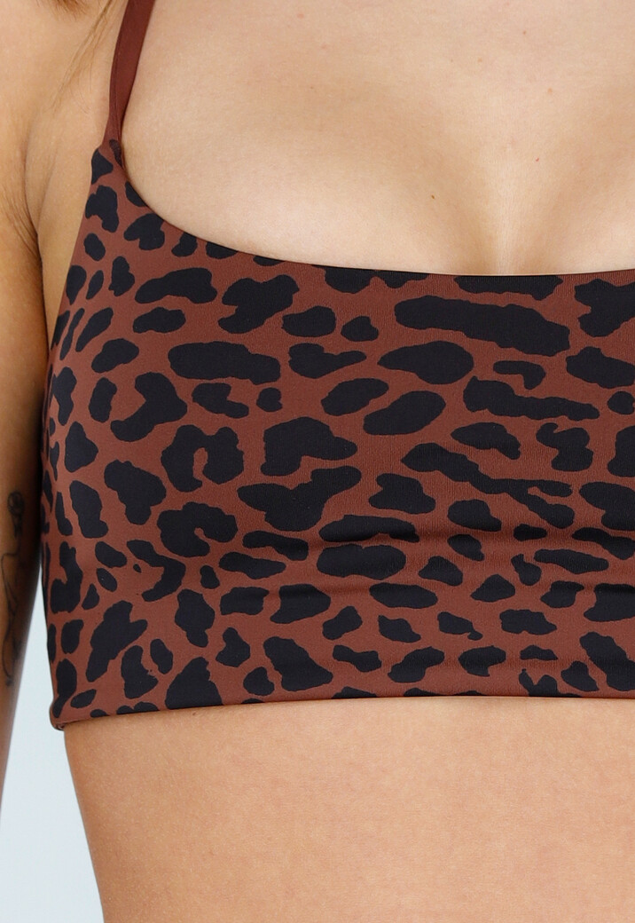 Bruine Sporttop met Leopardprint en Pads