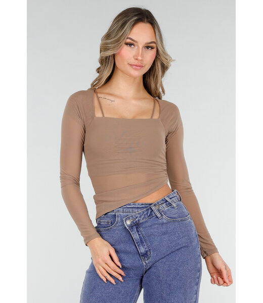 Bruine Mesh Sporttop met Pads