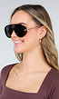 Zwarte Aviator Zonnebril met Gouden Pootjes