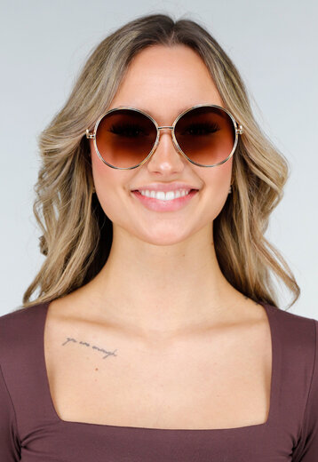 Goudkleurige Lichte Ronde Zonnebril