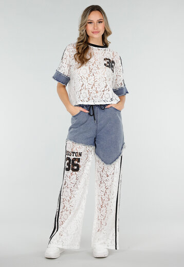 Witte Kanten Denim Set