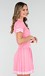 Roze Stretch Set met Polo Top en Plissé Rok