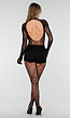 Zwarte Mesh Bodystocking met Stretch en Open Rug