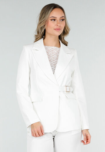 Witte Blazer met Gesp
