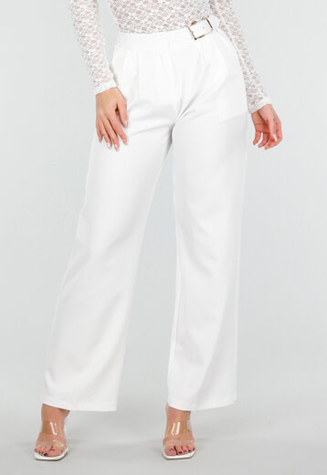 Witte Pantalon met Gouden Gesp