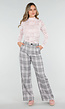 Grijs Roze Geruite Pantalon Straight Leg