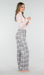 Grijs Roze Geruite Pantalon Straight Leg
