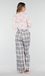 Grijs Roze Geruite Pantalon Straight Leg