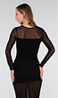 Zwarte Mesh Jurk met Lange Mouwen en Stretch