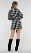 Zwart Witte Geruite Blouse Jurk met Strikmouwen