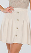 Beige Geplooide Rok met Sierknopen en Stretch