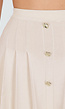 Beige Geplooide Rok met Sierknopen en Stretch
