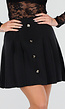 Zwarte Geplooide Rok met Sierknopen en Stretch