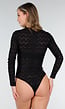 Zwarte Kanten Body met Lange Mouwen