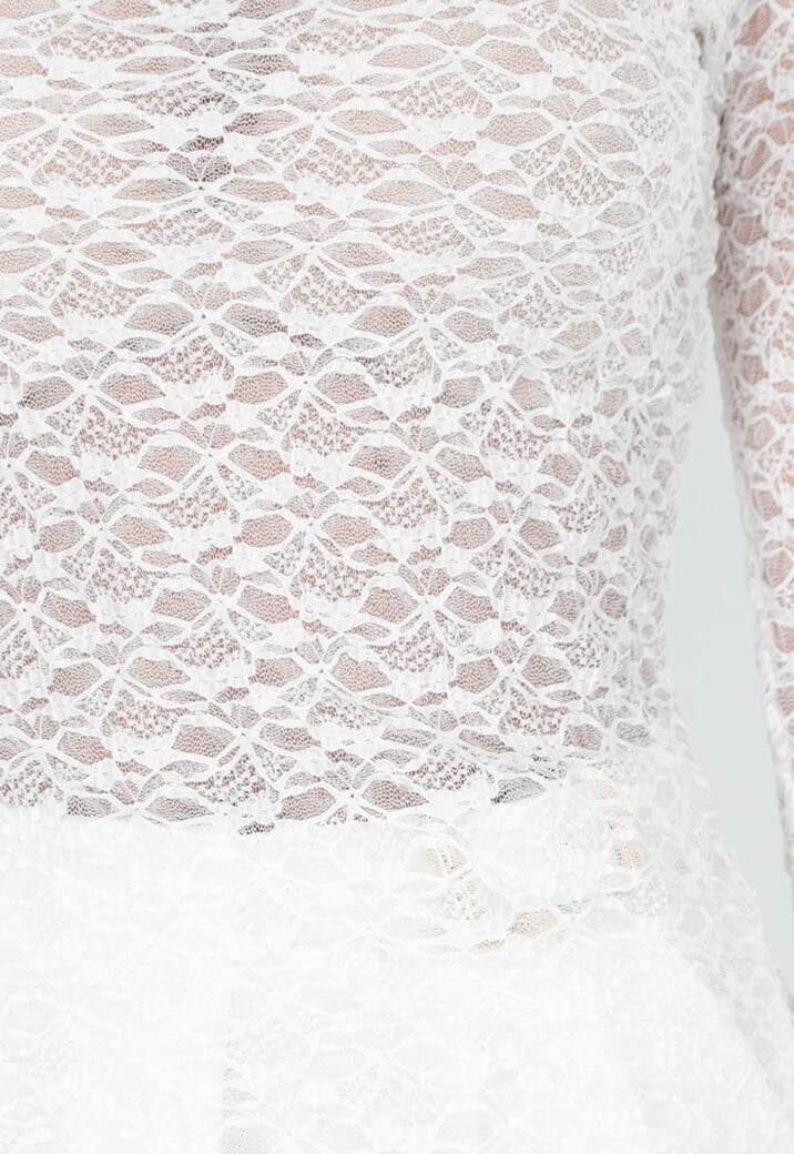 Witte Kanten Top met Splitten