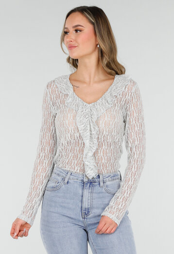 Mintgroene Kanten Blouse Top