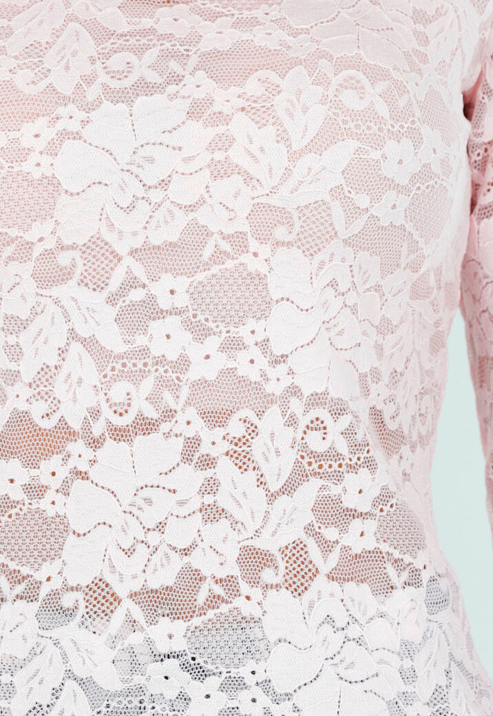 Roze Kanten Top met Lange Mouwen en Stretch