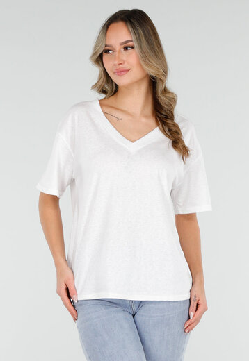 Wit T-Shirt met V-Hals