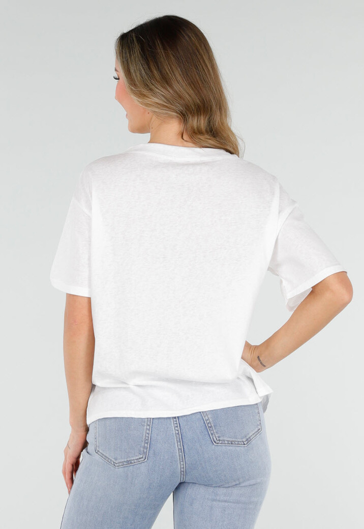 Wit Basic T-Shirt met V-Hals