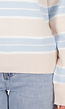 Beige met Blauw Gestreepte Polo Trui