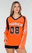 Oranje Mesh Jersey Top met Lange Mouwen