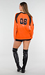 Oranje Mesh Jersey Top met Lange Mouwen