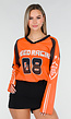 Oranje Mesh Jersey Top met Lange Mouwen