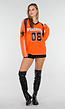 Oranje Mesh Jersey Top met Lange Mouwen