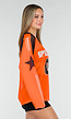 Oranje Mesh Jersey Top met Lange Mouwen