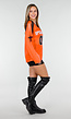 Oranje Mesh Jersey Top met Lange Mouwen