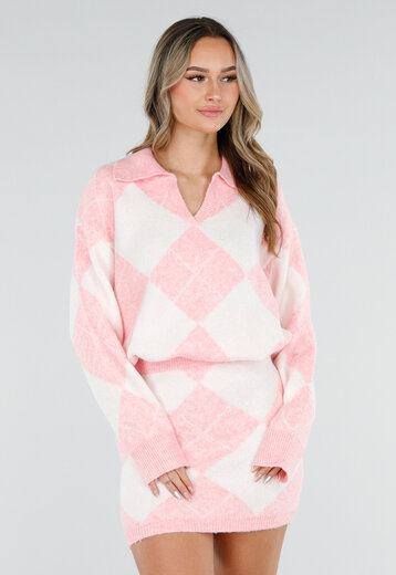 Roze Gebreide Two Piece Set