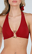 Bordeauxrode Bikini met Halter Top en Wikkelrokje