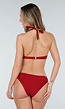 Bordeauxrode Bikini met Halter Top en Wikkelrokje