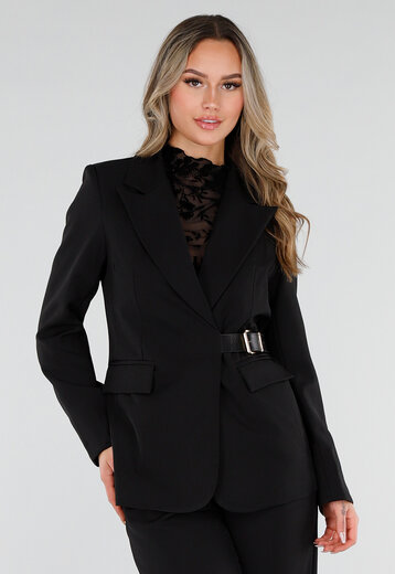 Zwarte Blazer met Gesp Ceintuur