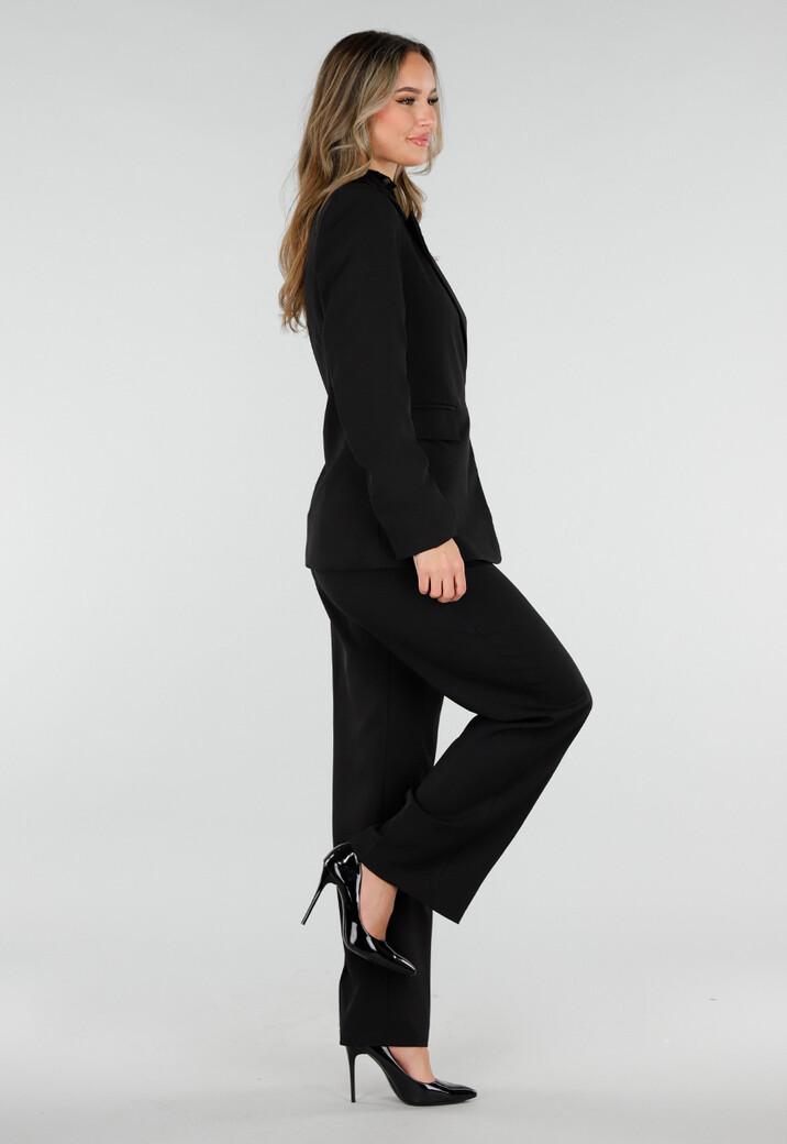 Zwarte Blazer met Goudkleurige Gesp Ceintuur