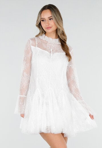 Wit Kort Kanten Jurkje