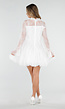 Witte Kanten Jurk met Ruches en Lange Mouwen