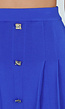 Kobalt Blauwe Plooirok met Knopen en Stretch