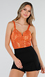 Oranje Glitter Body met Diepe V Hals
