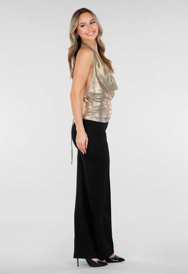 Gouden Haltertop met Watervalhals