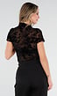 Zwarte Mesh Top met Bloempatroon en Stretch