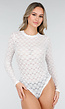 Witte Mesh Body met Lange Mouwen